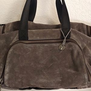 Gray Suede leather duffle from John Varvatos